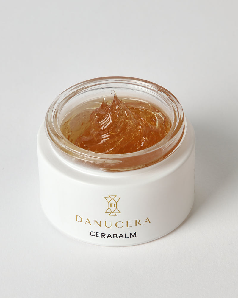 An opened jar of Danucera's Cerabalm. 
