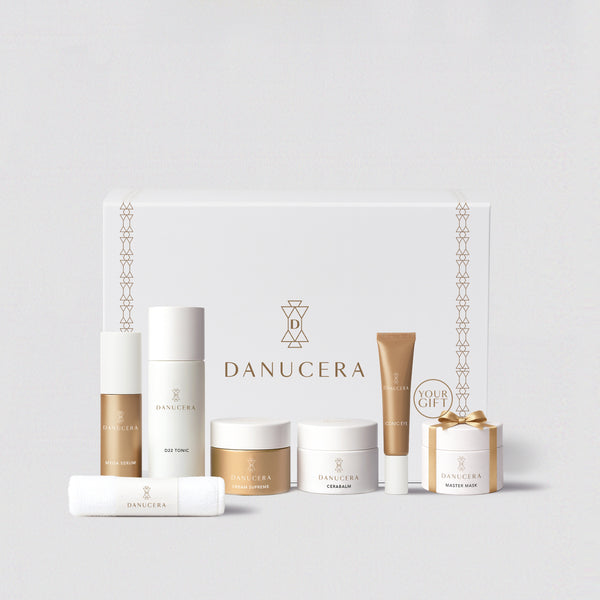 Danucera 5 Step Method Skincare set that include Cerabalm, D22 Tonic, Mega Serum, Cream Supreme, Iconic Eye plus gift with purchase Master Mask